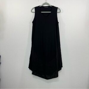 Cut loose Tunic Sleeveless Black linen‎ blend size Medium
